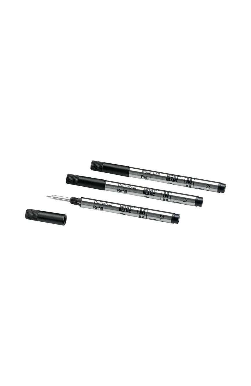 مون بلان 3 عبوّات لقلم حبر سائل صغير بنهاية كرويّة حجم متوسّط أسود غامض