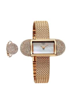 Titan Raga Memoirs Quartz Analog Mother Of Pearl Dial Watch For Women With Rose Gold Metal Strap