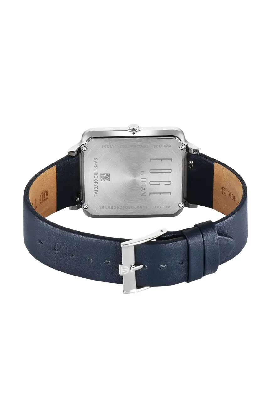 Titan Edge Quad Quartz Analog White Dial With Blue Leather Strap Watch For Men