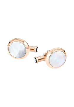 Montblanc Meisterstuck Cuff Links, Round, Steel, Rg Pvd, Mop