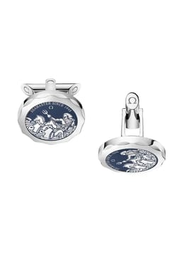 OMEGA أزرار أكمام، ألواح من الكريستال الياقوتي، ستانلس إستيل