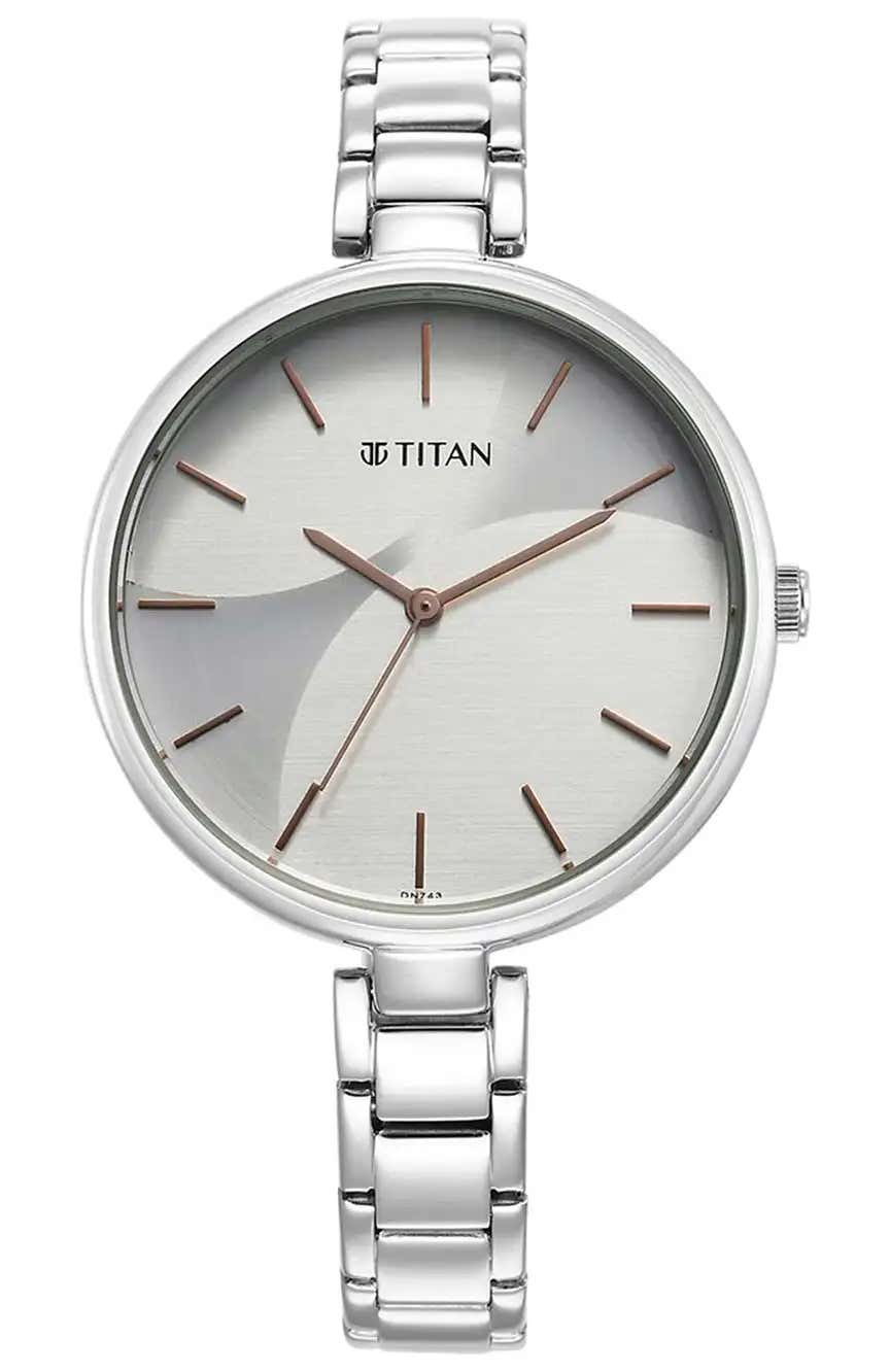 Titan Purple Stackables Quartz Analog Two Toned Dial Stainless Steel Strap Watch for Women