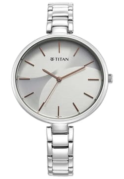 Titan Purple Stackables Quartz Analog Two Toned Dial Stainless Steel Strap Watch for Women
