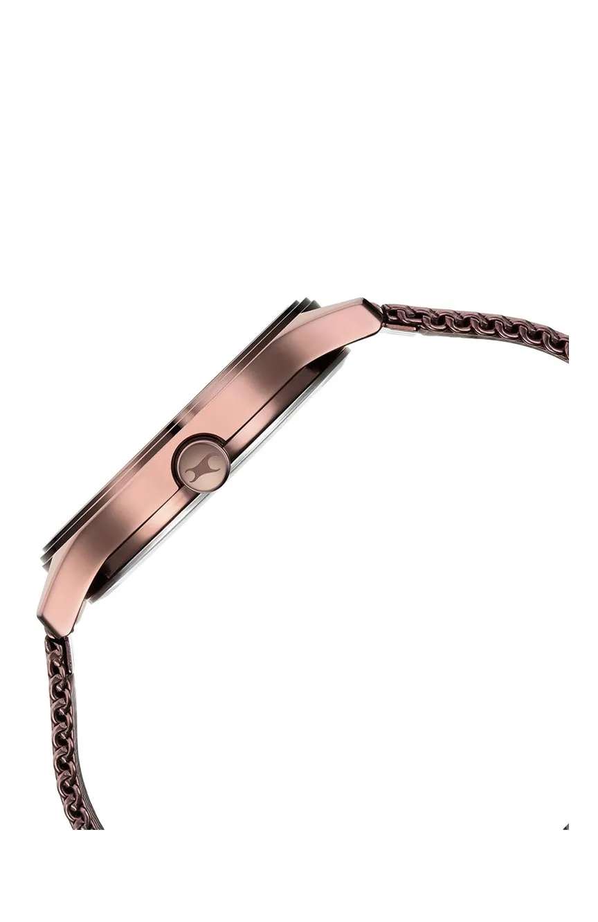 Titan Fastrack Style Up Quartz Analog with Day and Date Brown Dial Stainless Steel Strap Watch for Guys