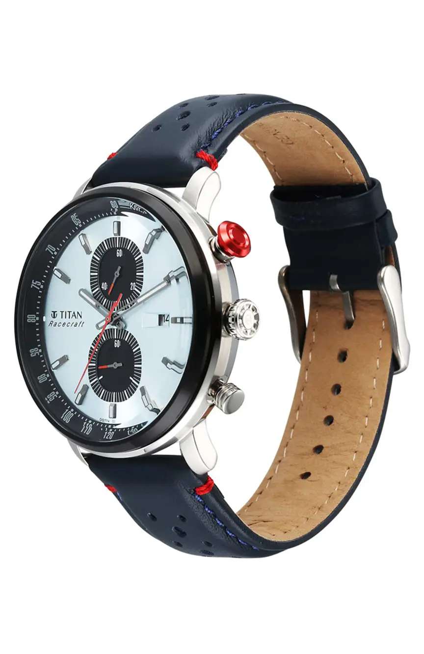 تيتان Octane Quartz Multifunction Black Dial With Black Leather Strap Watch For Men