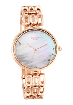 Titan Raga Chic Mother Of Pearl Dial Women Watch With Metal Strap