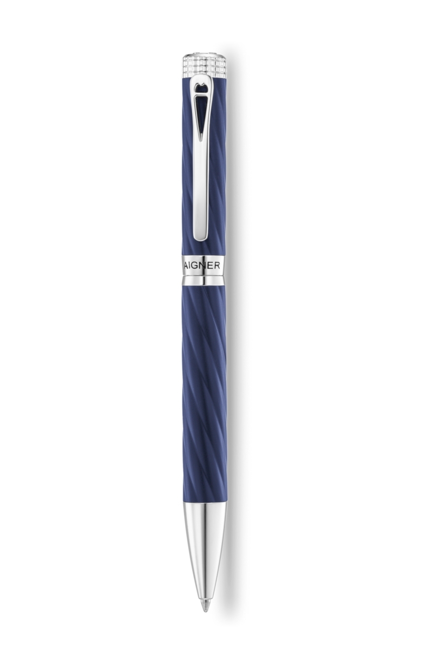 Aigner Metal Ballpoint Pen Silver Blue Enamel RivoliShop