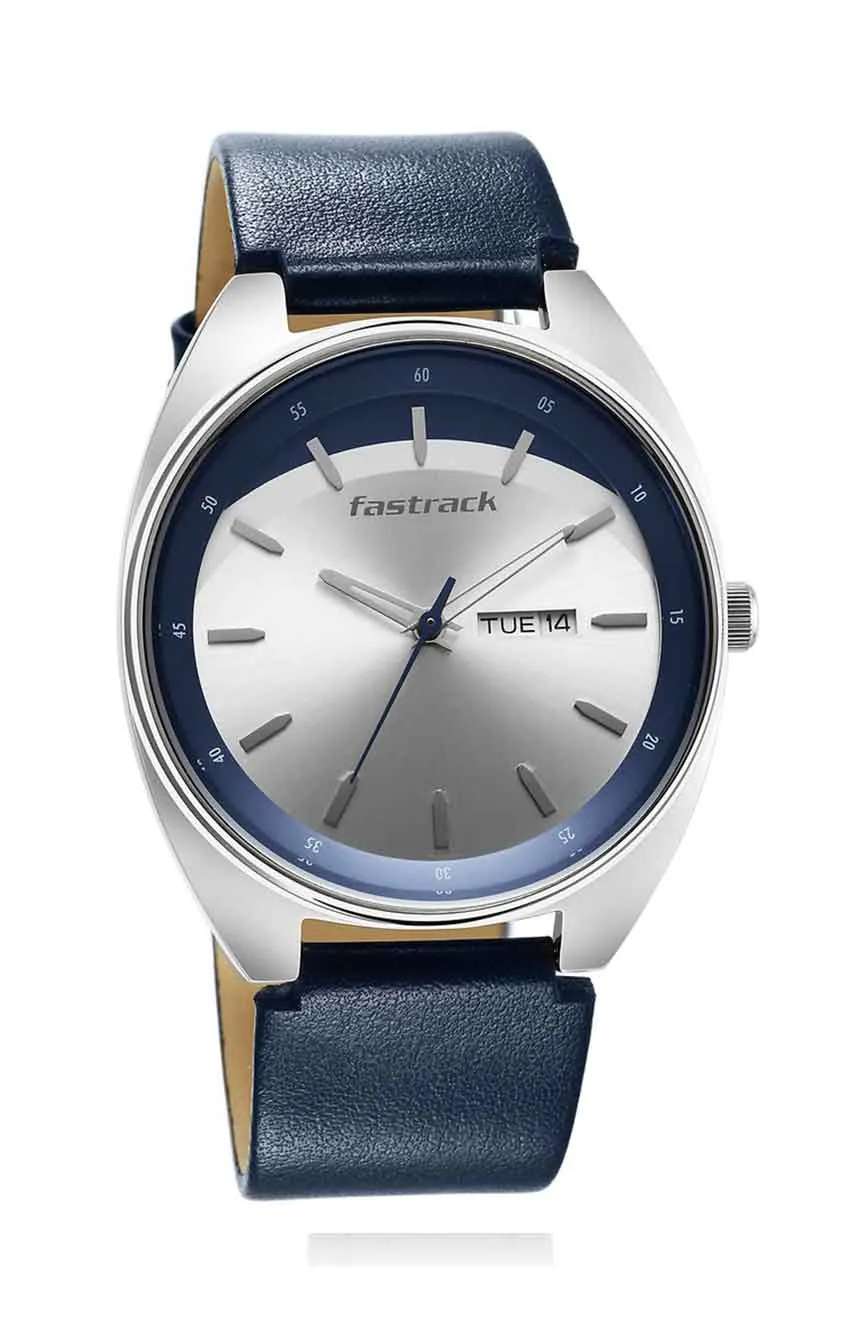 Titan Fastrack Snob X Silver Dial Leather Strap Watch for Guys