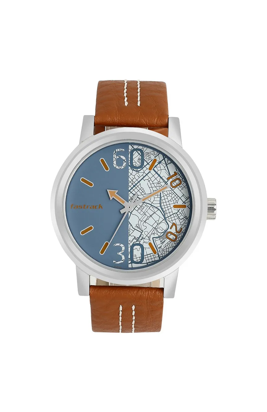 

Titan | boys Fastrack Road Trip Quartz Analog Blue Dial Leather Strap Watch for Guys