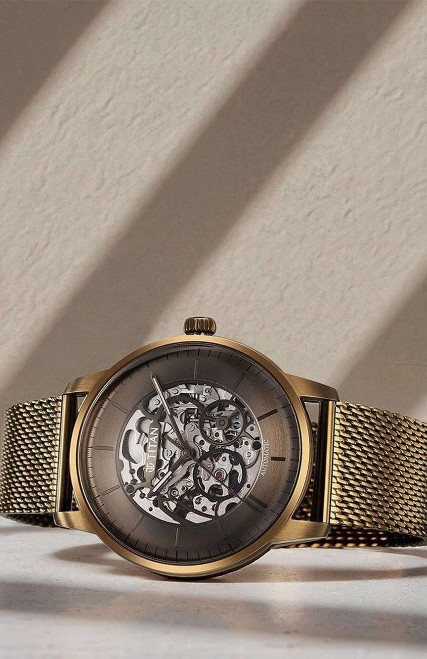 Titan Automatic Color Upgrade Green Dial Green Stainless Steel Strap Watch For Men