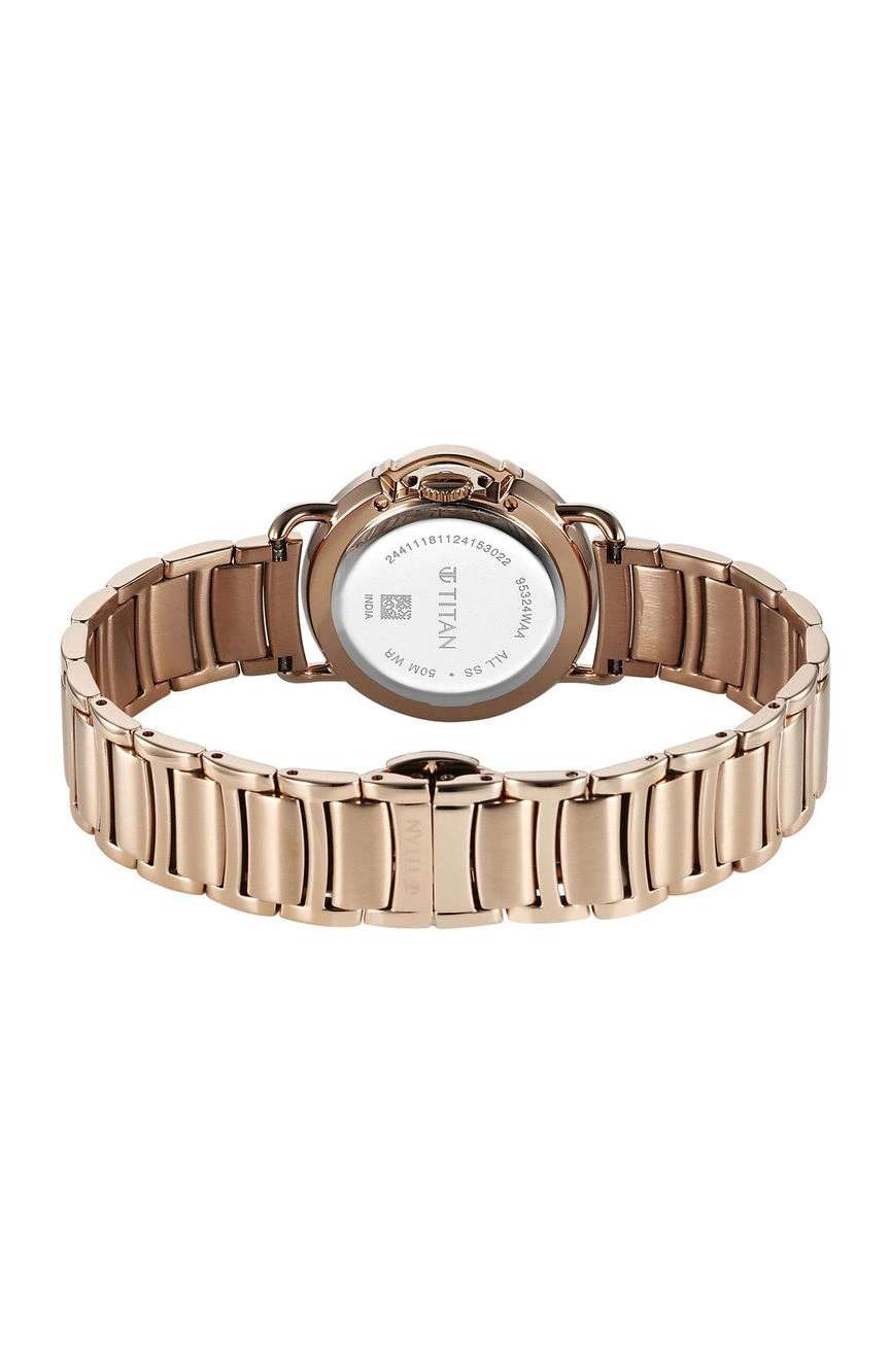 تيتان Workmode Quartz Analog Rose Gold Dial Stainless Steel Strap Watch For Women