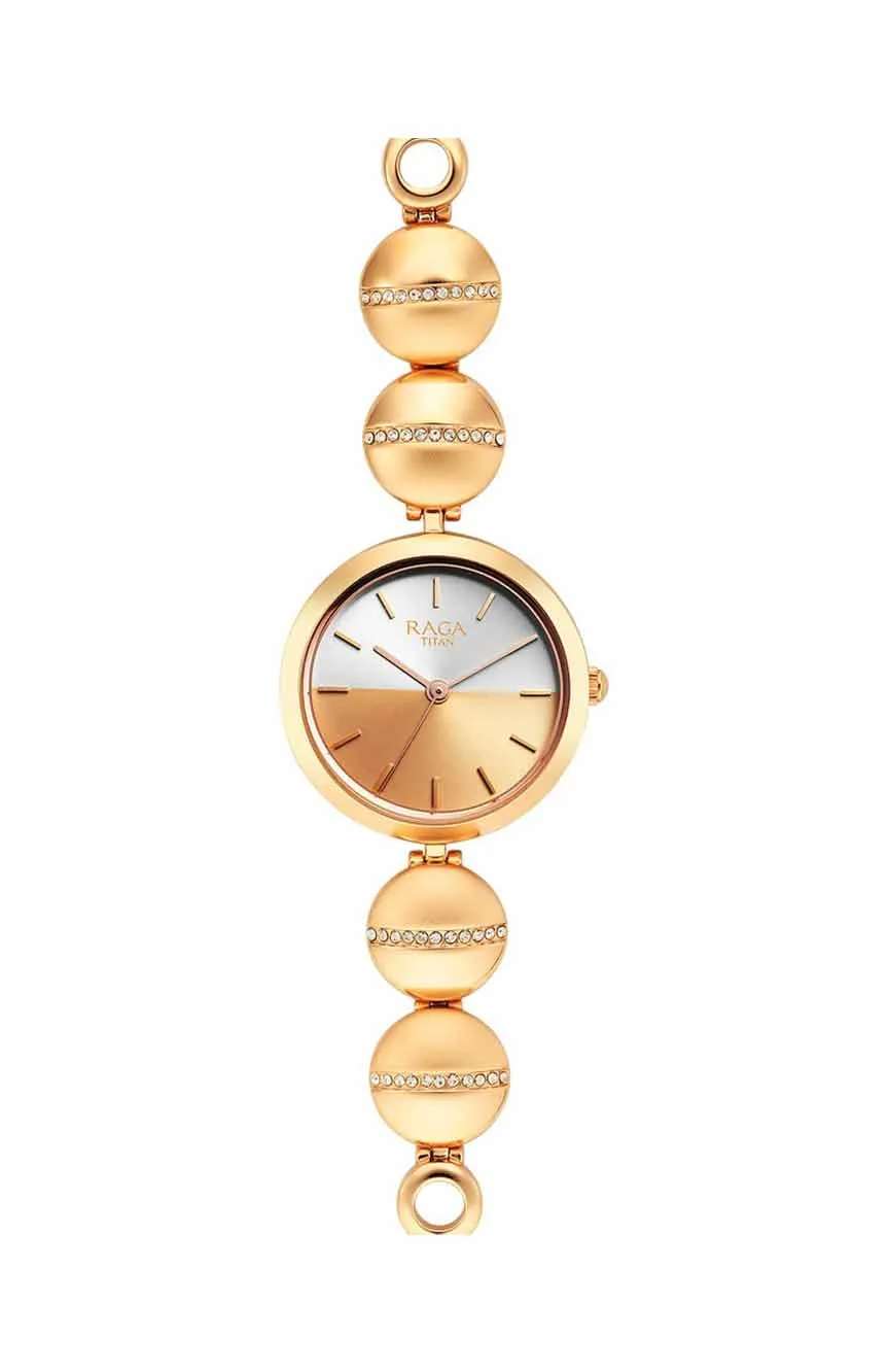 Titan Raga Delight Two Toned Dial Women Watch With Metal Strap