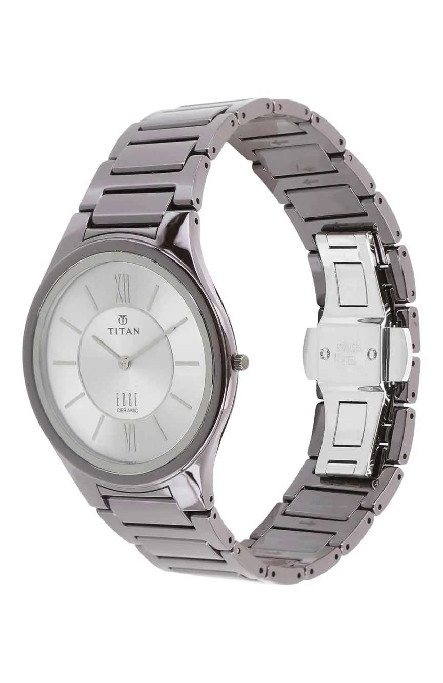Titan Edge Ceramic Silver Dial Analog Ceramic Strap watch for Men