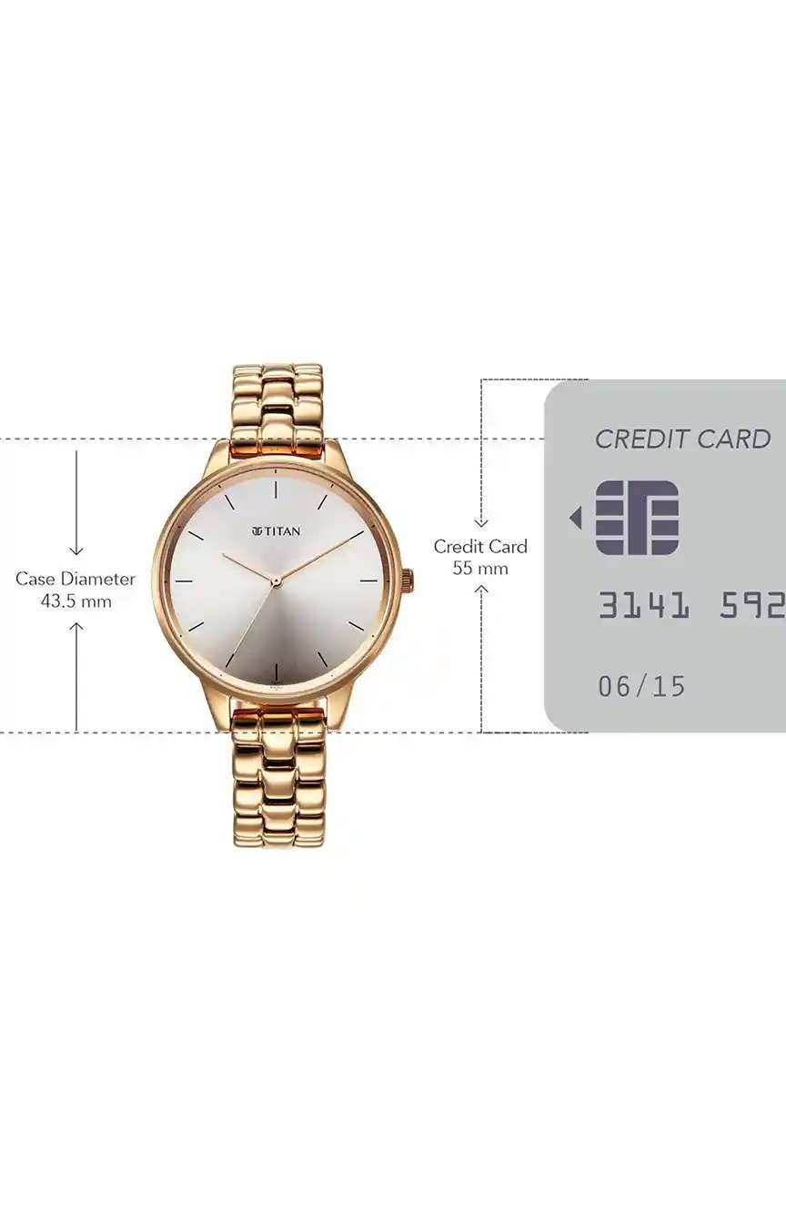 Titan Neo Quartz Analog Grey Dial Rose Gold Metal Strap Watch For Women
