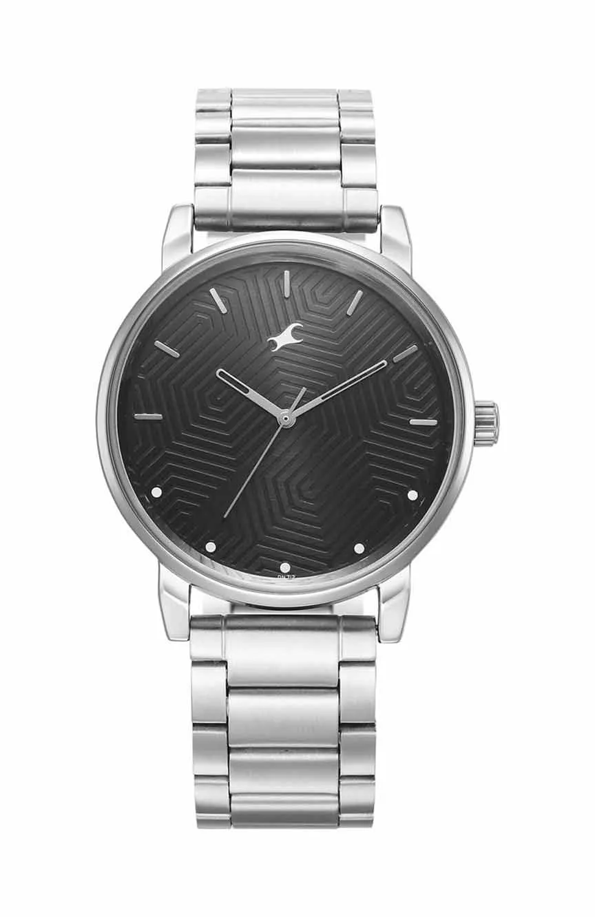 

Titan | Fastrack Stunners Black Dial Metal Strap Watch for Guys
