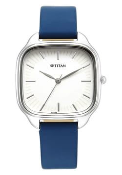 Titan Workwear Quartz Analog White Dial Green Leather Strap Watch For Women