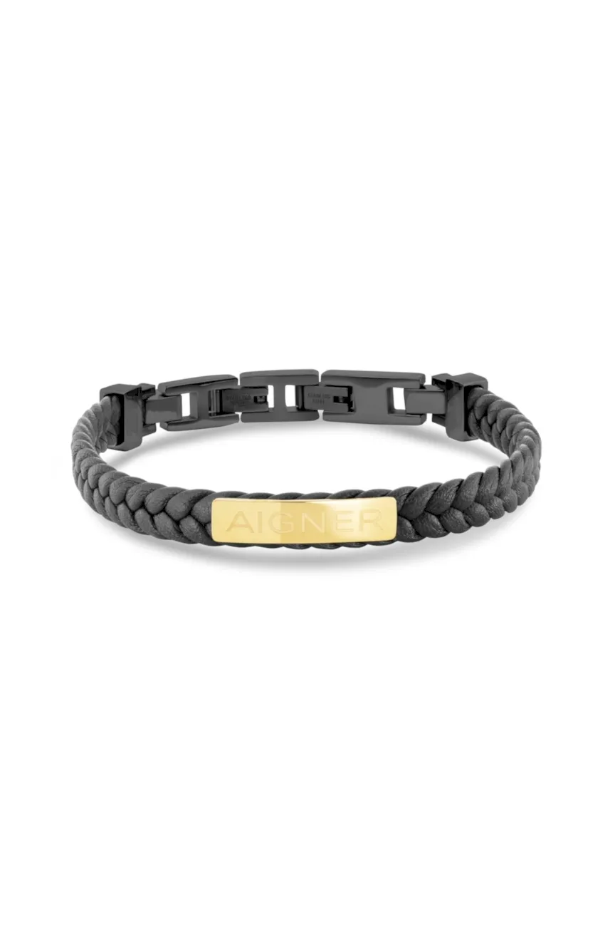 

Aigner | Black Leather Bracelet