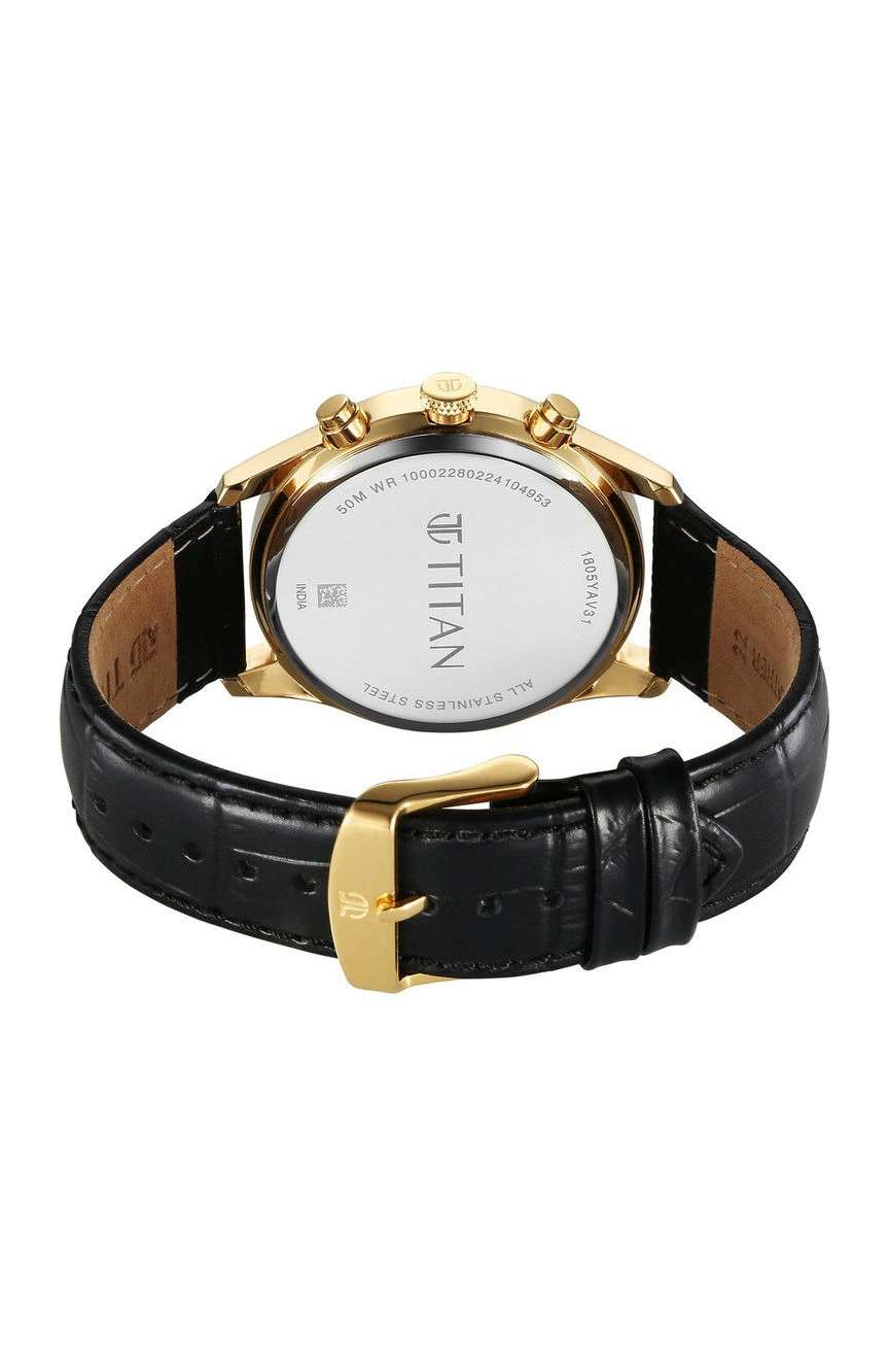 Titan Regalia Opulent Quartz Analog with Day and Date Red Dial Black Leather Strap Watch for Men