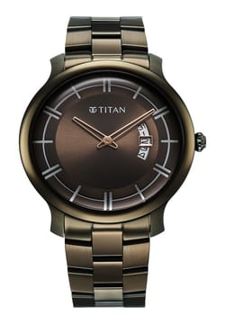 Titan Clasique Slim Quartz Analog with Date Green Dial Stainless Steel Strap Watch For Men