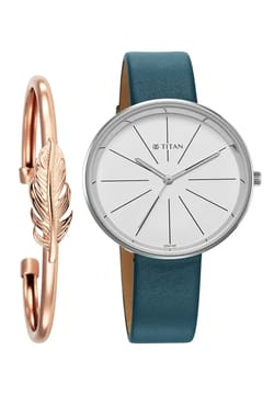 Titan Stackables Quartz Analog White Dial Leather Strap Watch For Women