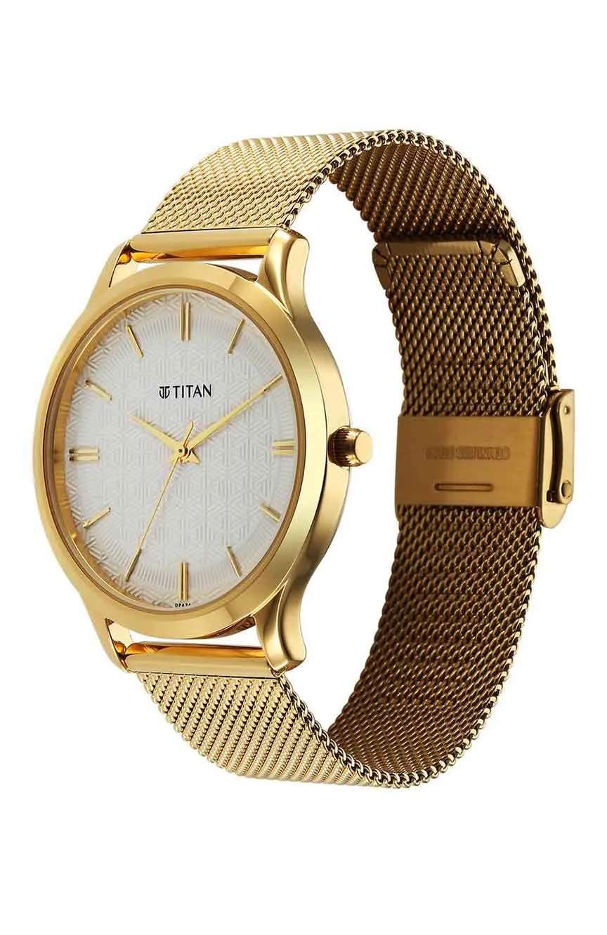 تيتان ساعة تيتان كاريشما كوارتز انالوج بميناء ابيض وسوار ستانلس ستيل للرجال