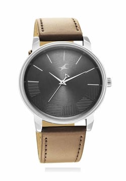 Titan Fastrack Stunners Quartz Analog Grey Dial Leather Strap Watch for Guys