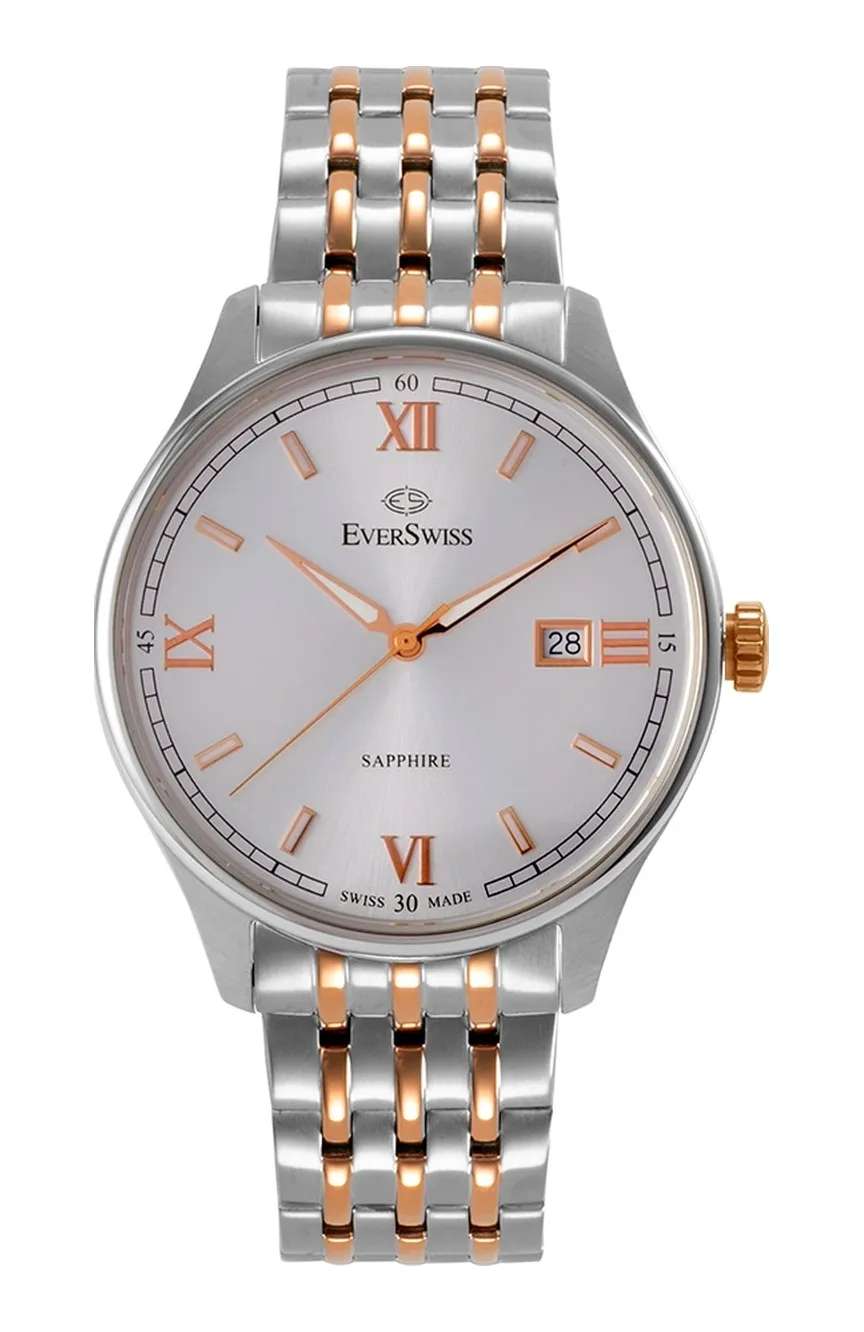 EverSwiss Ladies Silver Rose Gold Stainless Steel watch
