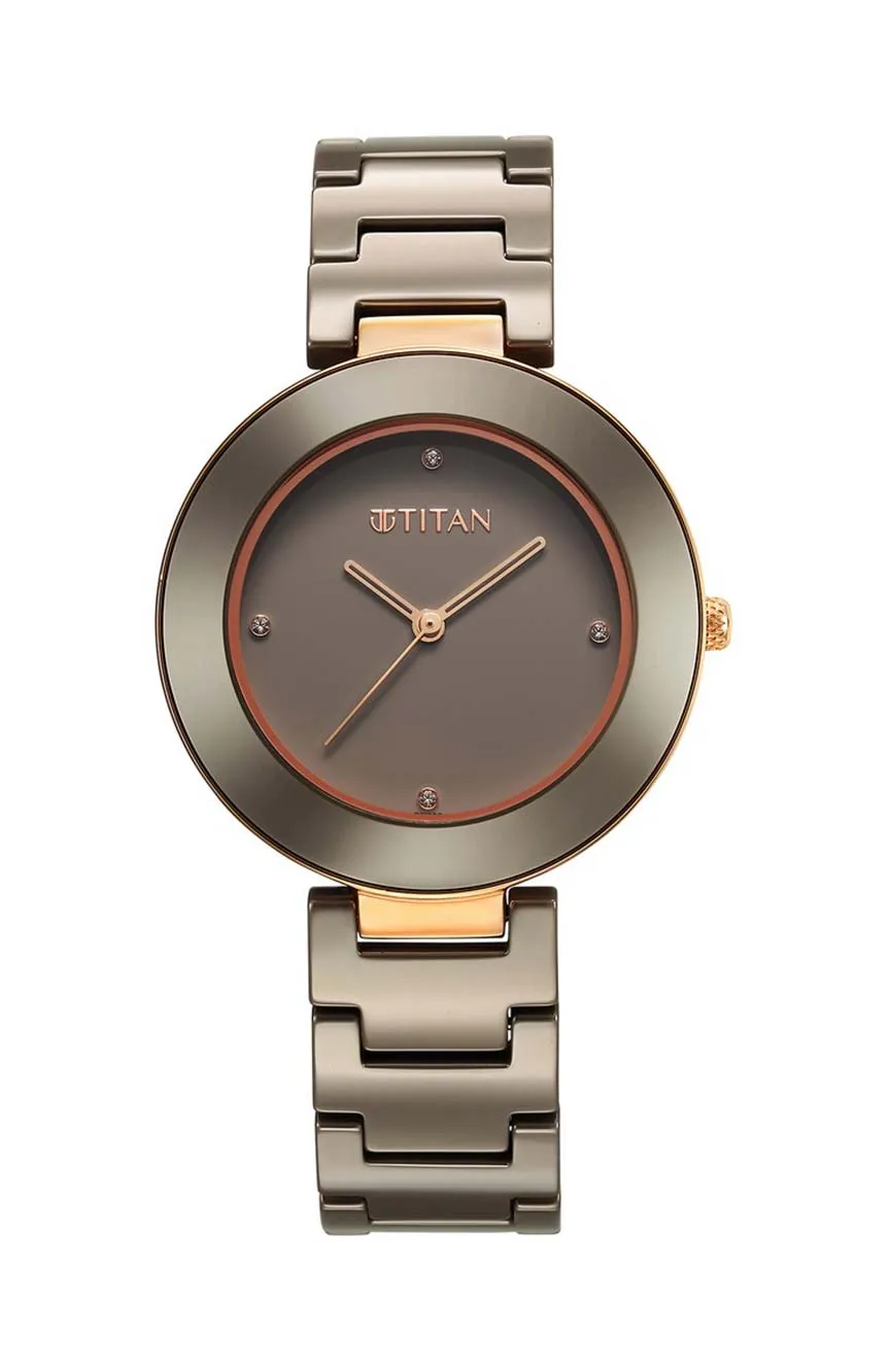 

Titan | Titan Purple Ceramics Quartz Analog Brown Dial Ceramic Strap Watch for Women