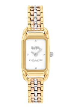 Coach ساعة كوتش كادي بميناء مستطيل مقاس 17 مم وسوار ستانلس إستيل للنساء
