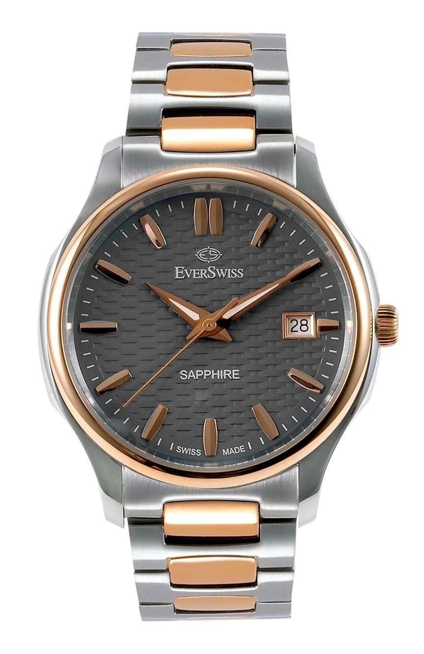 EverSwiss Gents Silver Rose Gold Stainless Steel watch