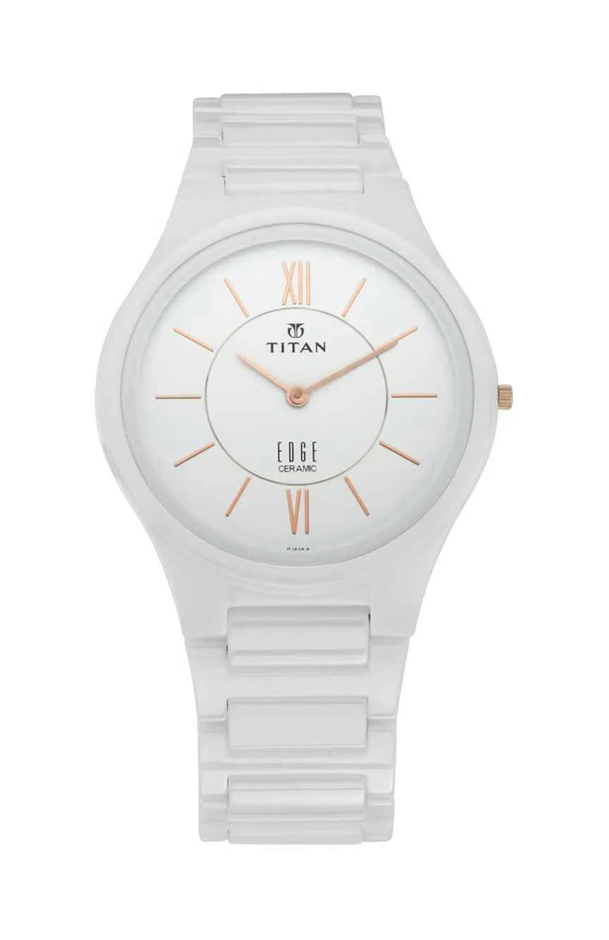 Titan Edge Ceramic White Dial Analog Ceramic Strap watch for Men