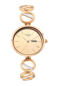 Titan Raga Viva Rose Gold Dial Women Watch With Metal Strap