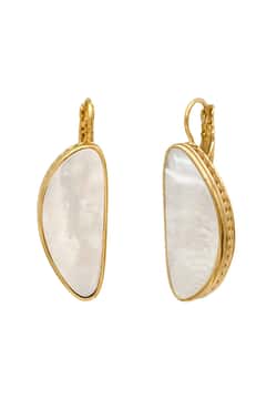 Satellite Noto Mother-Of-Pearl Cabochon Earrings - White