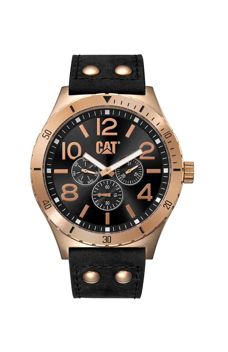 Cat Men's Quartz Leather Strap