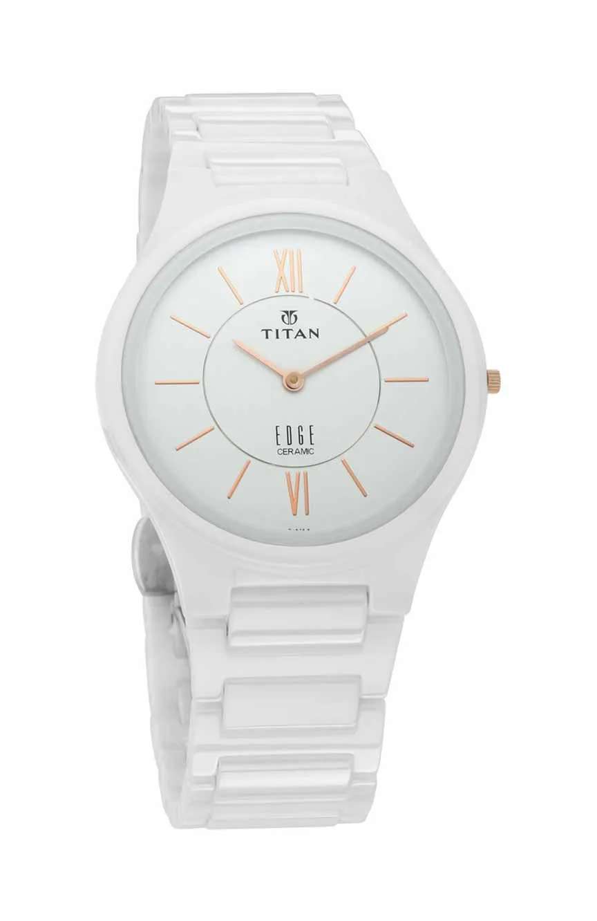 Titan Edge Ceramic White Dial Analog Ceramic Strap watch for Men