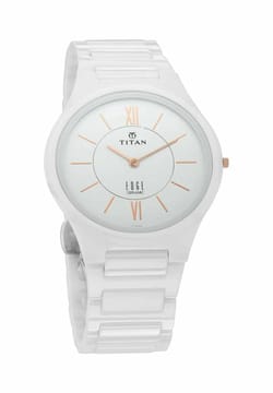 Titan Edge Ceramic White Dial Analog Ceramic Strap watch for Men