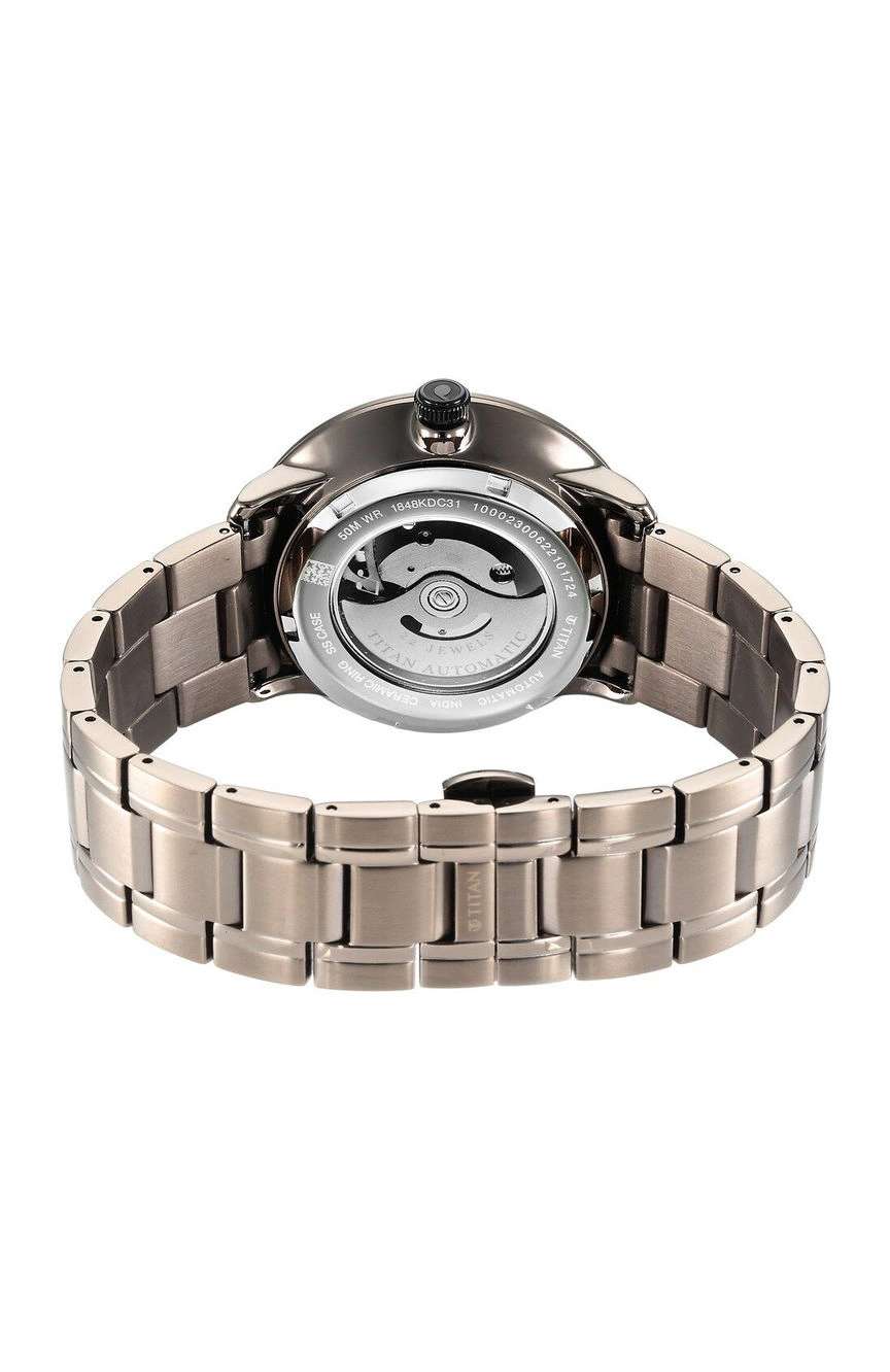 Titan Quartet Brown Dial Automatic Stainless Steel Strap Watch for Men