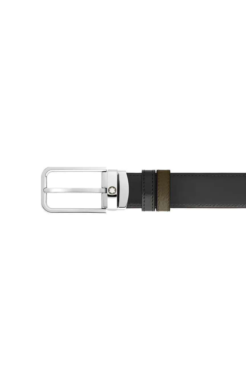 Montblanc 30 mm Reversible Belt in Grain Leather with Rectangular Buckle