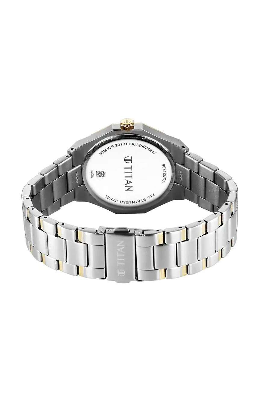 Titan Regalia Dodecagon Quartz Analog with Date Silver Dial Two Toned Stainless Steel Strap Watch For Men