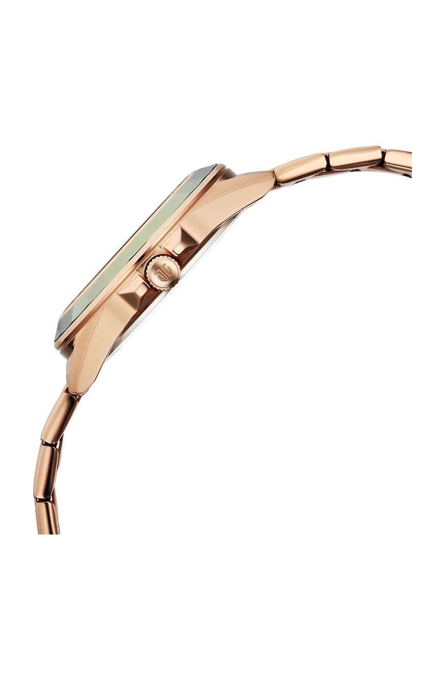 Titan Glamour Quartz Multifunction Green Dial Rose Gold Stainless Steel Strap Watch For Women