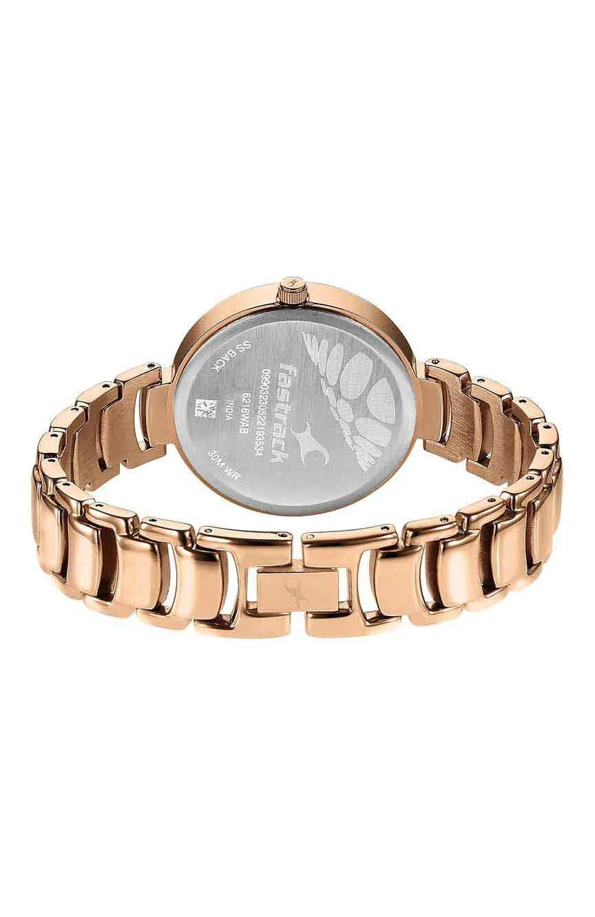 Titan Fastrack Style Up Quartz Analog Champagne Dial Metal Strap Watch for Girls