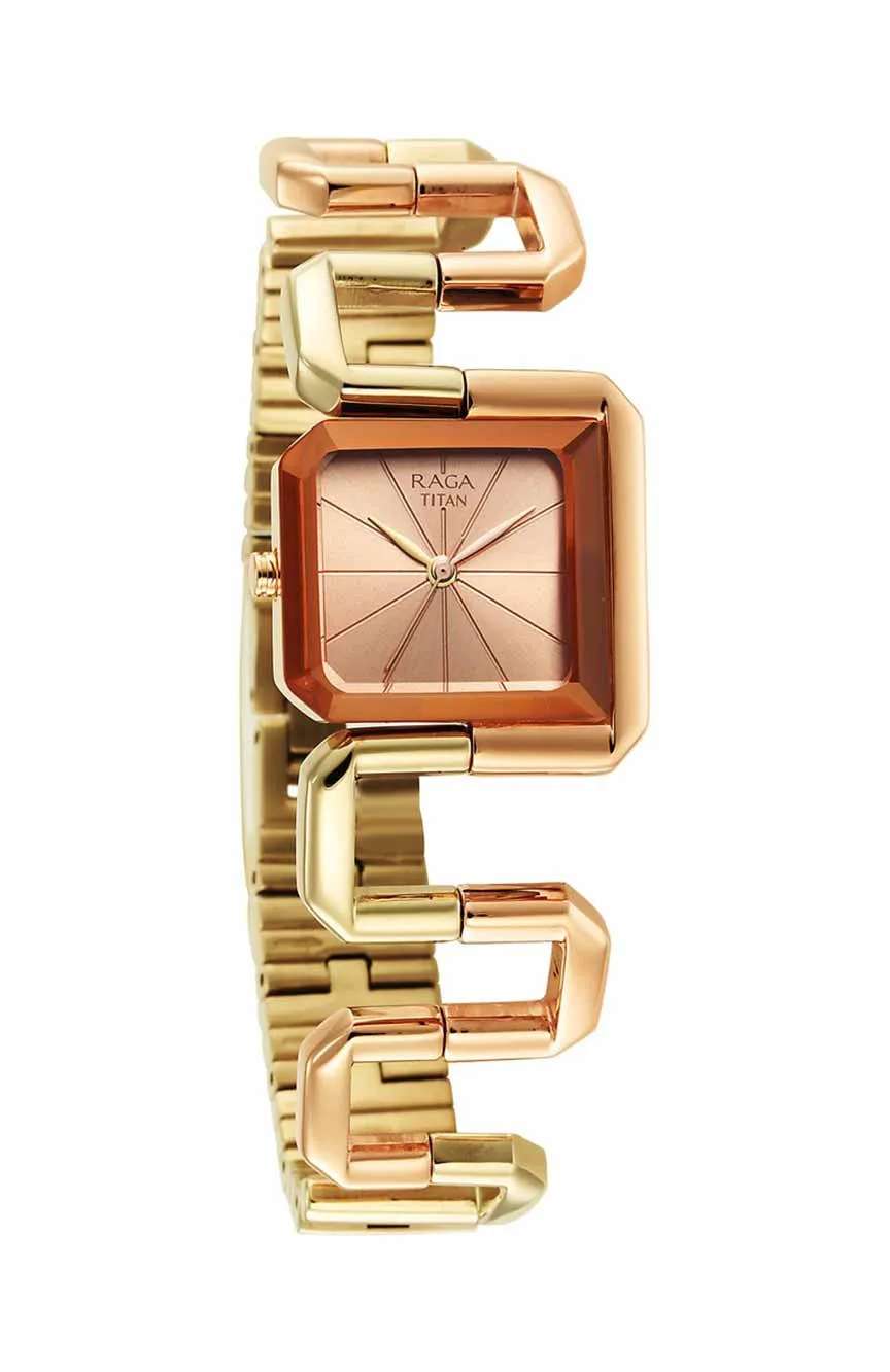 Titan Raga Delight Rose Gold Dial Women Watch With Stainless Steel Strap