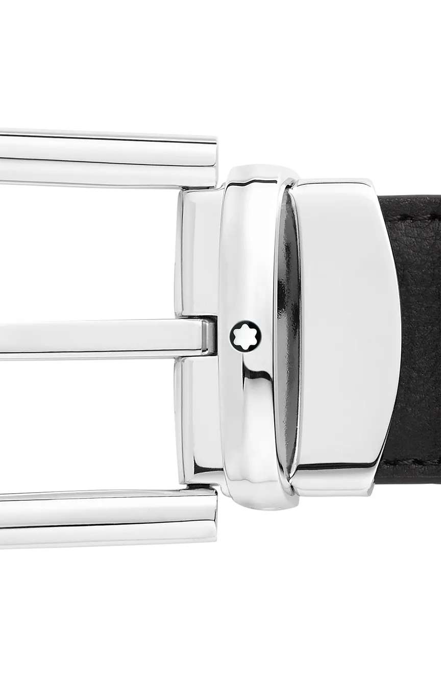Montblanc Horseshoe Buckle Black and Blue 30 MM Reversible Leather Belt