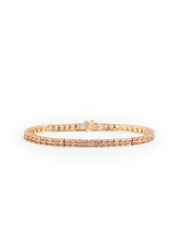 Izabel Display Square Tennis Bracelet Beige Gold