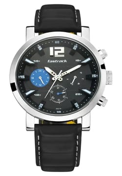 Fastrack  ساعة يد رجالية بسوار جلدي بتقنية الكوارتز
