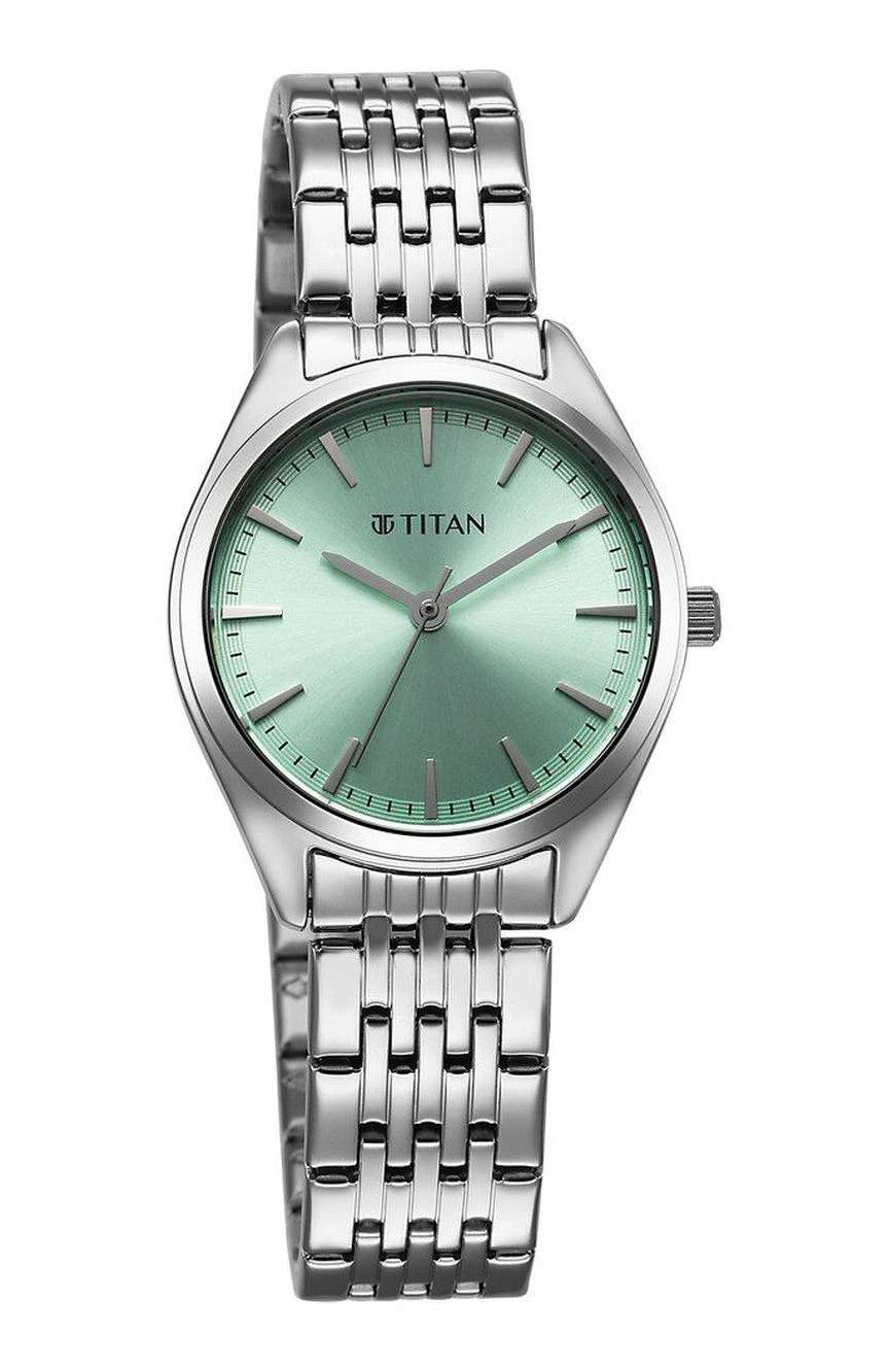 Titan Workmode Quartz Analog Green Dial Stainless Steel Strap Watch For Women