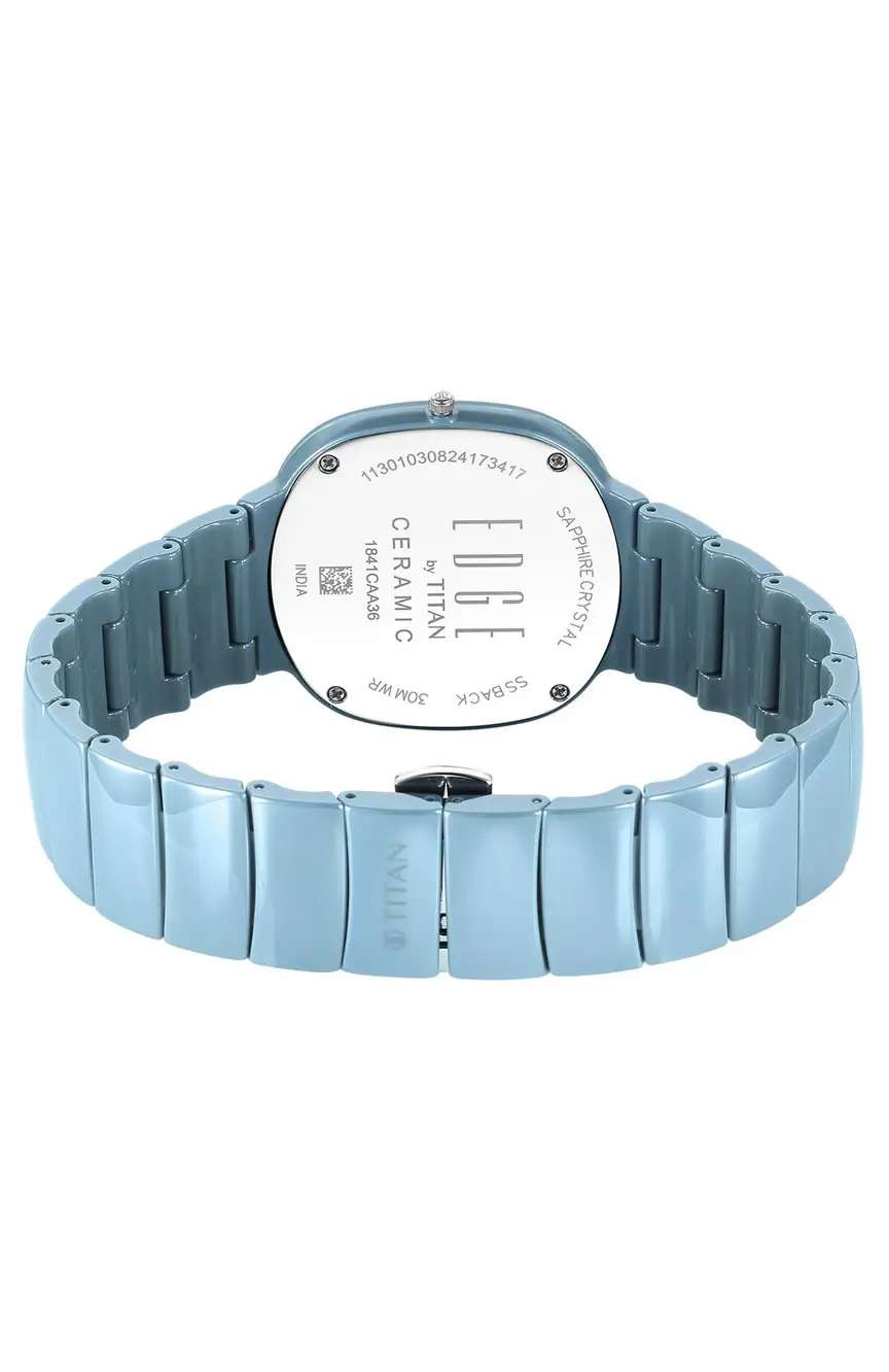 تيتان ساعة تيتان سكويركل كامو كوارتز بميناء أزرق وسوار من السيراميك للجنسين