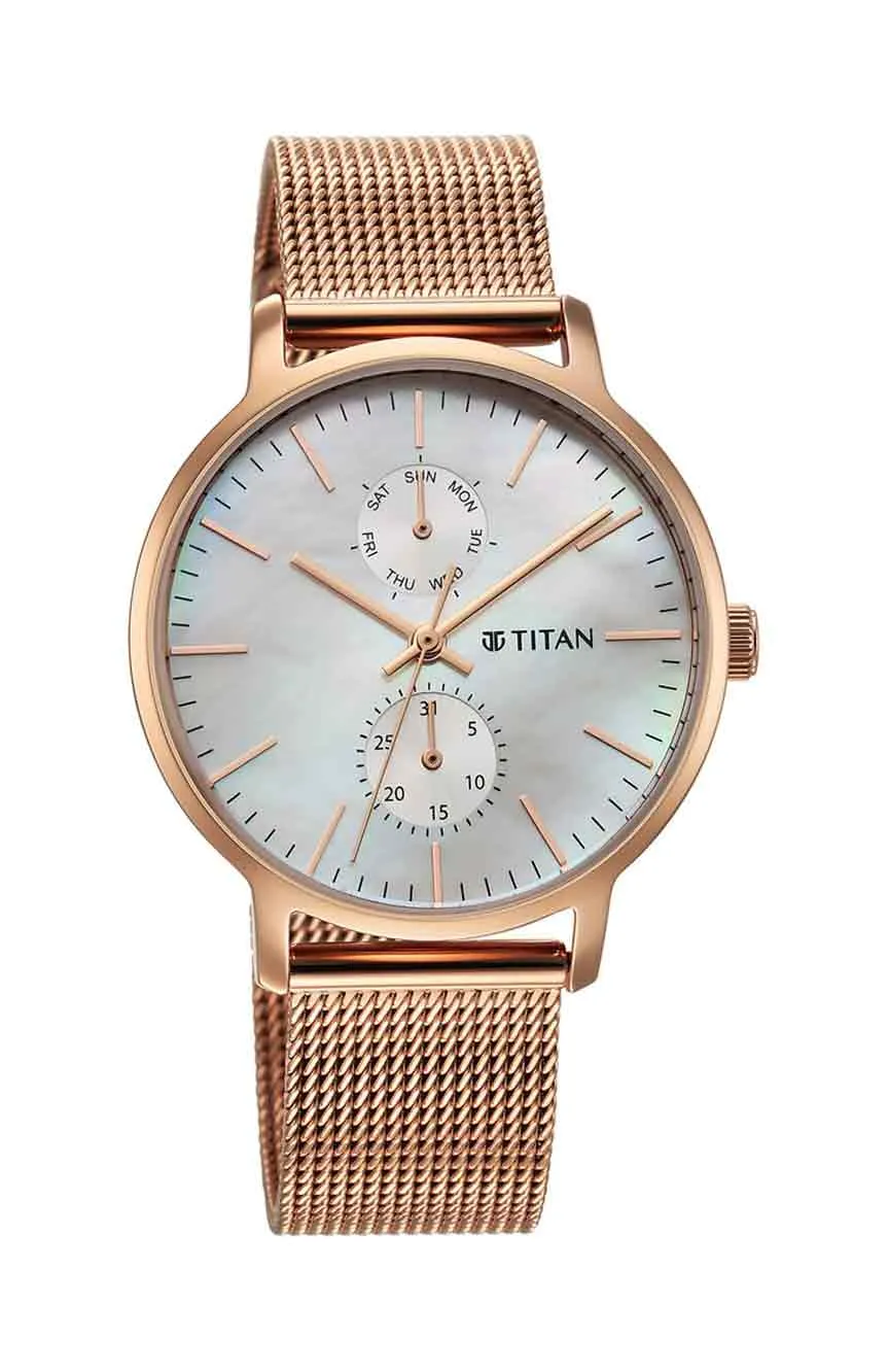 

Titan | Titan Workwear Slimline Mother Of Pearl Dial Analog with Day and Date Stainless Steel Strap watch for Women