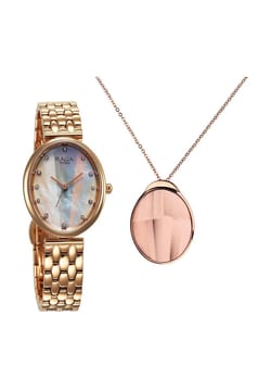 Titan Raga Memoirs Quartz Analog Mother Of Pearl Dial Rose Gold Metal Strap Oval Shaped Watch For Women