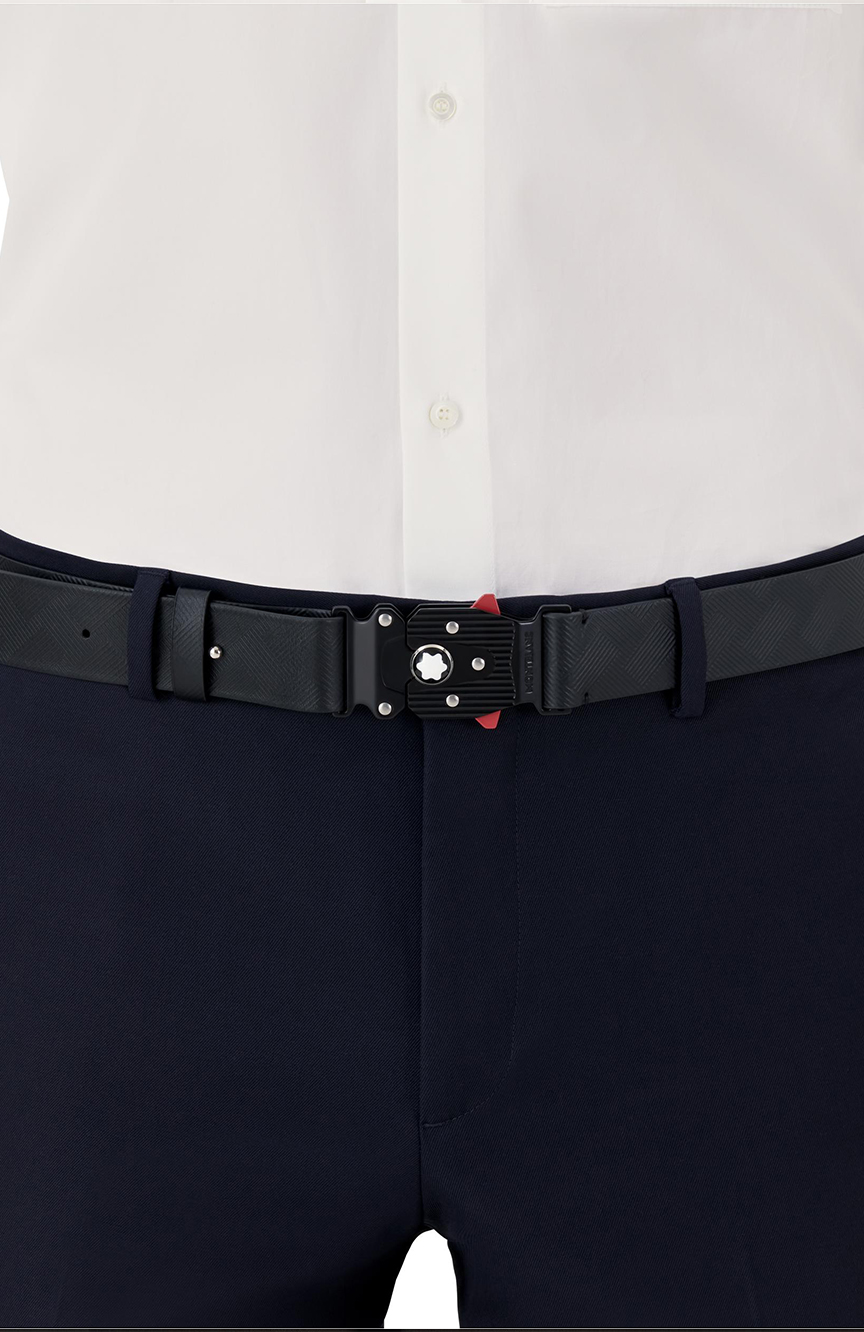 Montblanc M LOCK 4810 buckle printed black 35 mm leather belt
